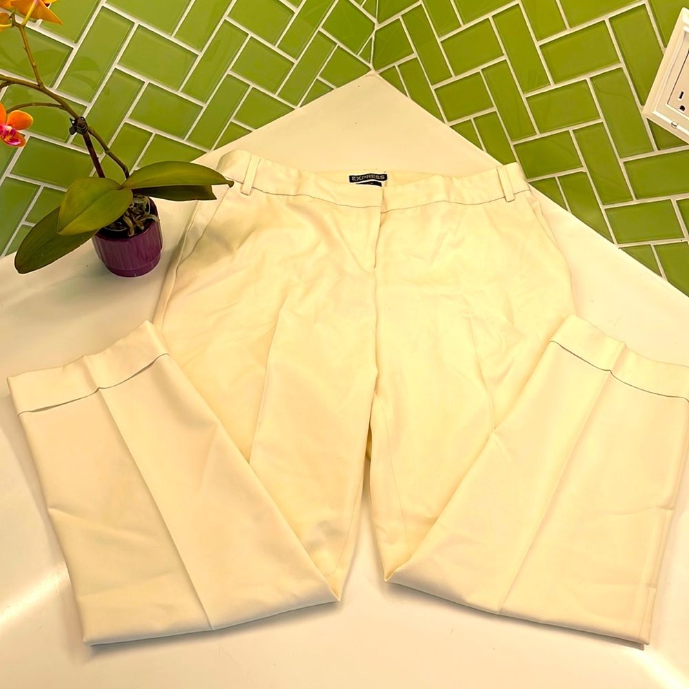 Express editor cream ankle pants